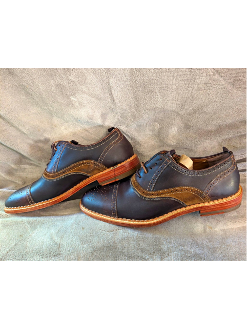 Johnston Murphy J&M 1850 Men’s 10M Two Tone Leather Brogue Cap Toe dress Shoes